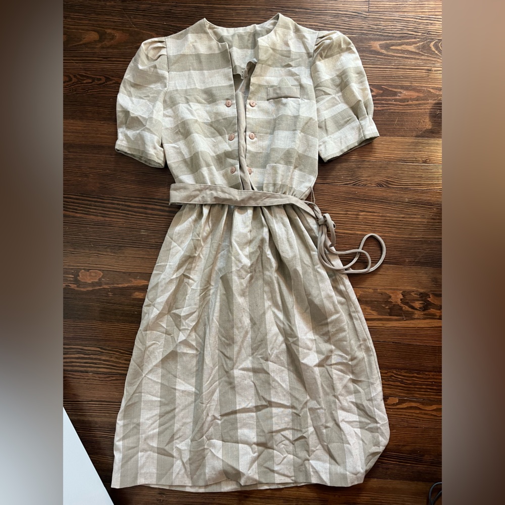 Vintage Beige and White Dress